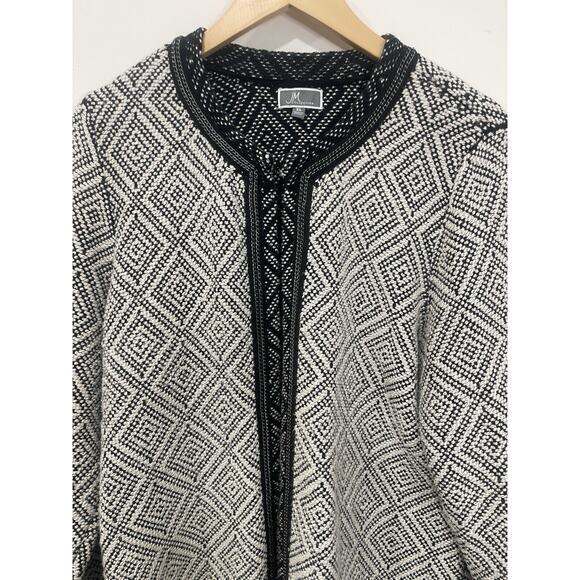 JM Collection‎ Women Cardigan Sweater Size X-Large White Black Accent Trim Open - Picture 10 of 11